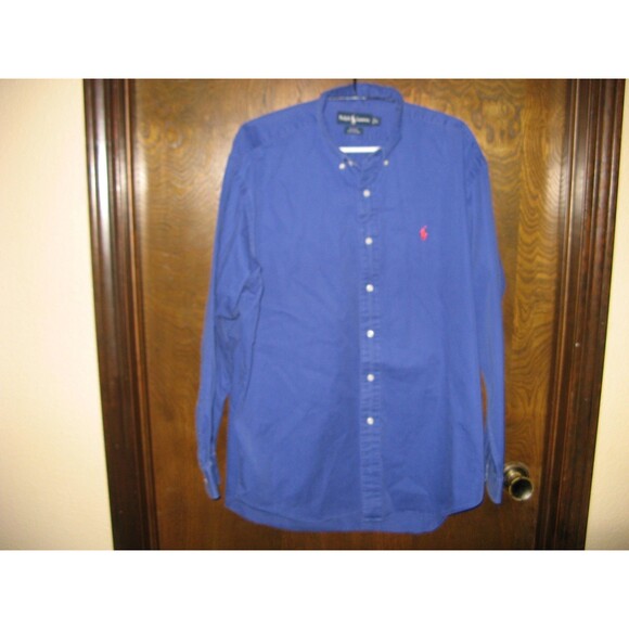 Vintage Ralph Lauren Polo Button Up Blue Blake Long Sleeved Shirt Men Size L - Picture 2 of 3